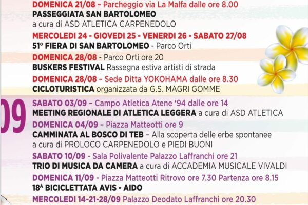 Estate Carpenedolese 2022 – agosto e settembre